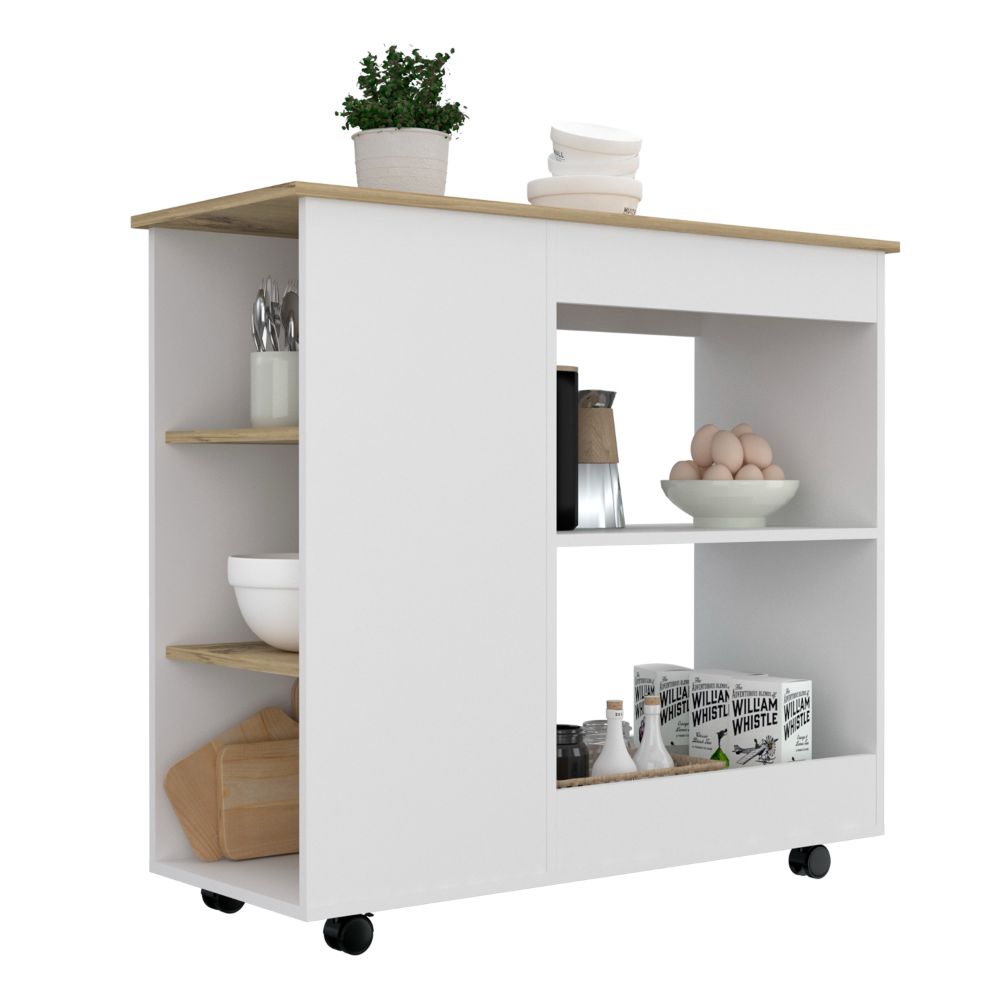 Mesón de Cocina Bi Color Blanco y Duna Para Cocina